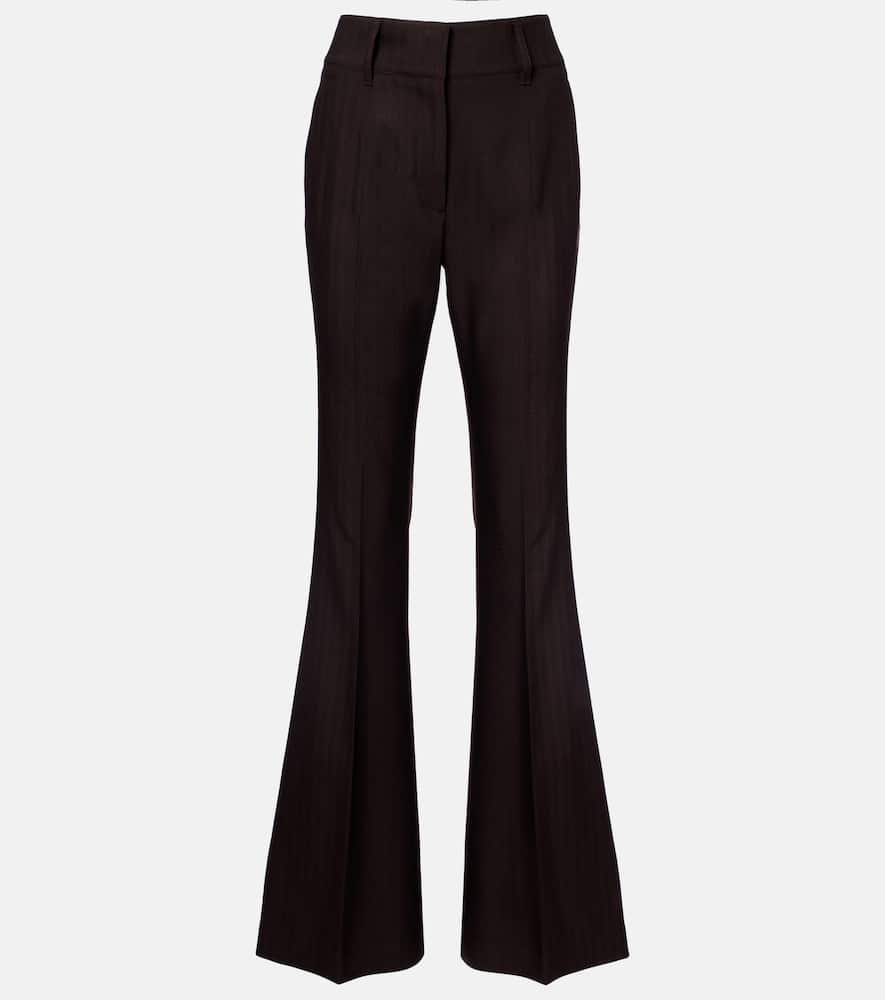 Gabriela Hearst Rhein High-rise Wool Flared Pants In Black