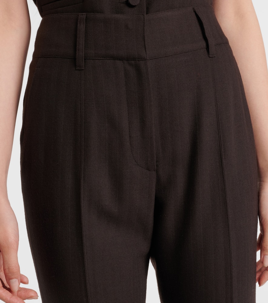 Gabriela Hearst Rhein High-rise Wool Flared Pants In Black