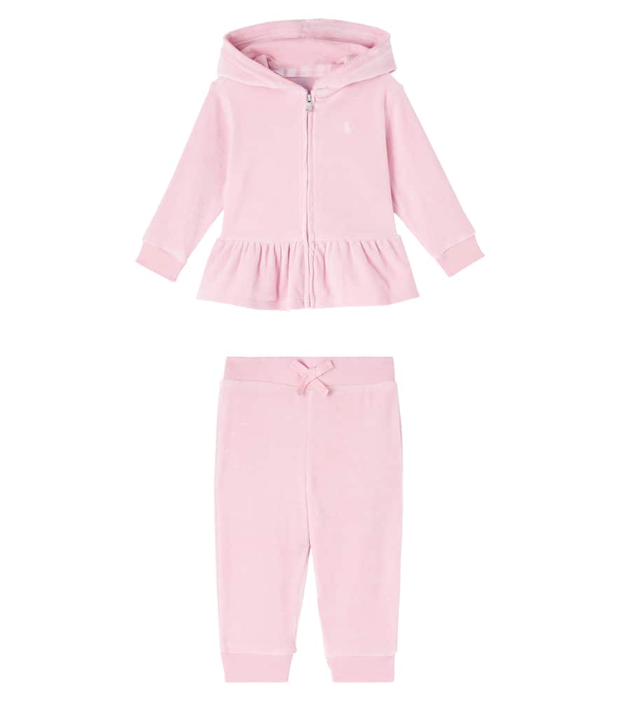 Polo Ralph Lauren Baby Set Of Cotton-blend Jacket And Sweatpants In Pink