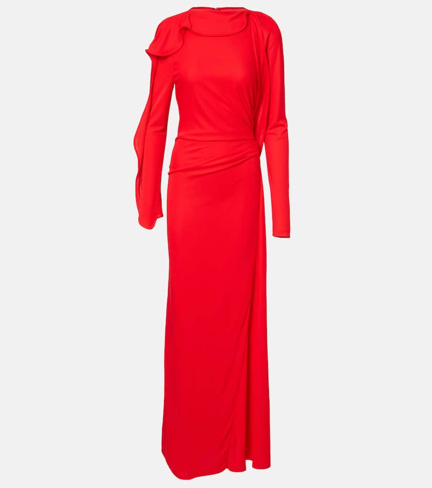 Victoria Beckham Womens Cayenne Draped Long-sleeves Woven Gown In Red