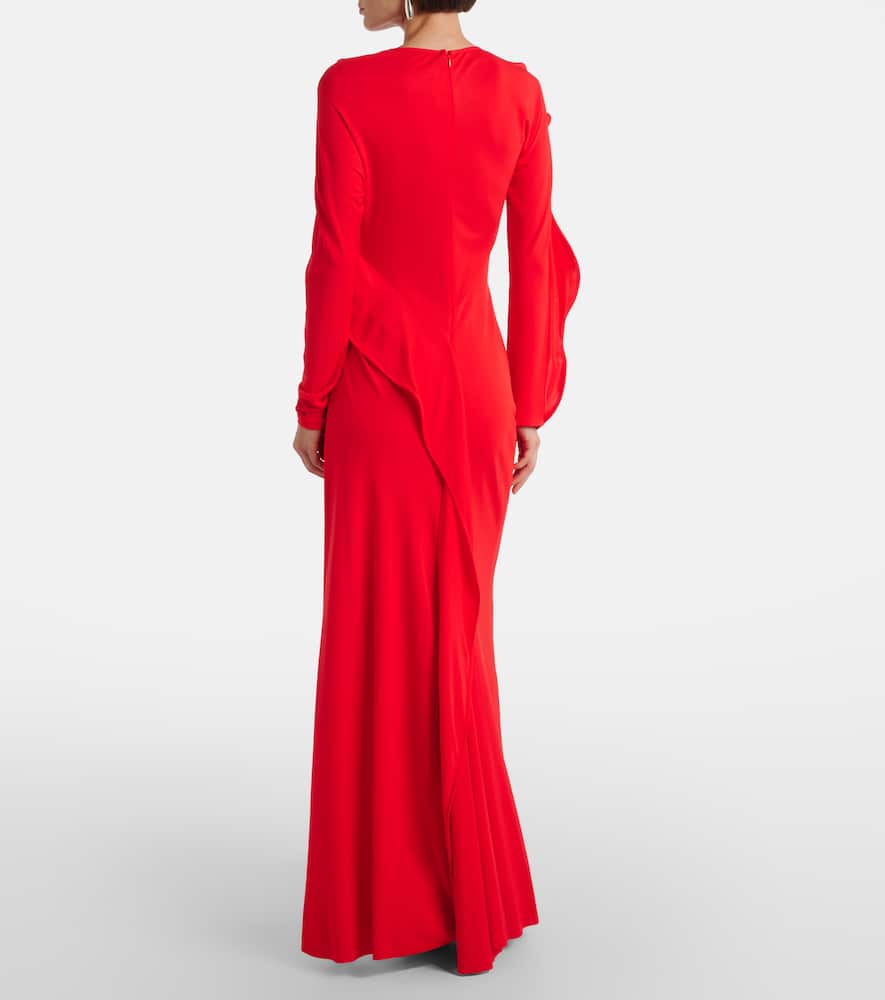 Victoria Beckham Womens Cayenne Draped Long-sleeves Woven Gown In Red