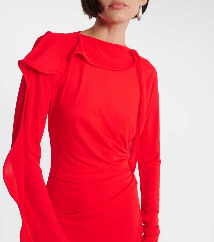 Victoria Beckham Womens Cayenne Draped Long-sleeves Woven Gown In Red