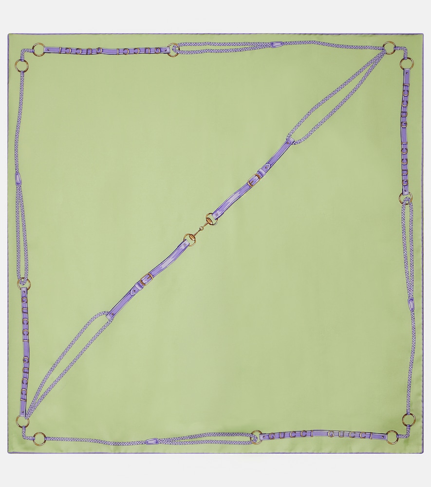 Gucci Donna Sciarpa In Seta Con Stampa Verde Unica- Mytheresa