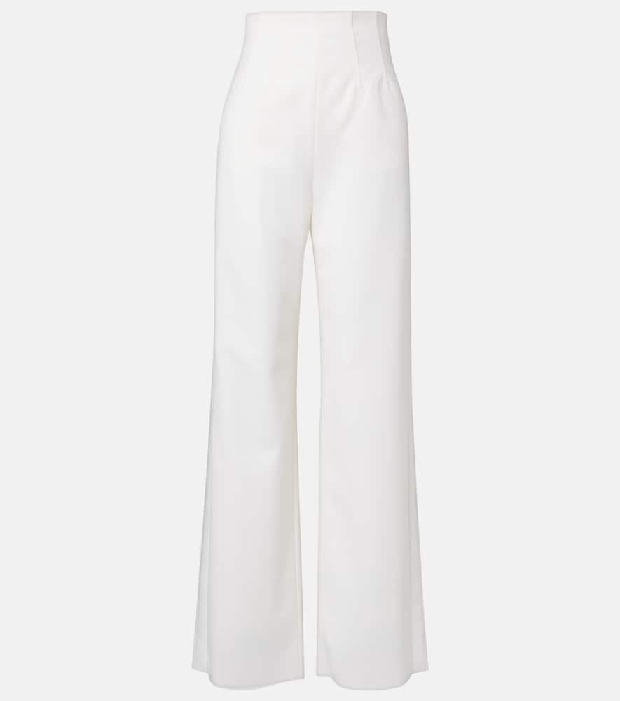 Max Mara Balta High-rise Virgin Wool Wide-leg Pants In White