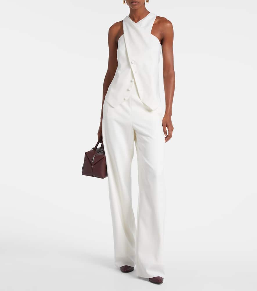 Max Mara Balta High-rise Virgin Wool Wide-leg Pants In White
