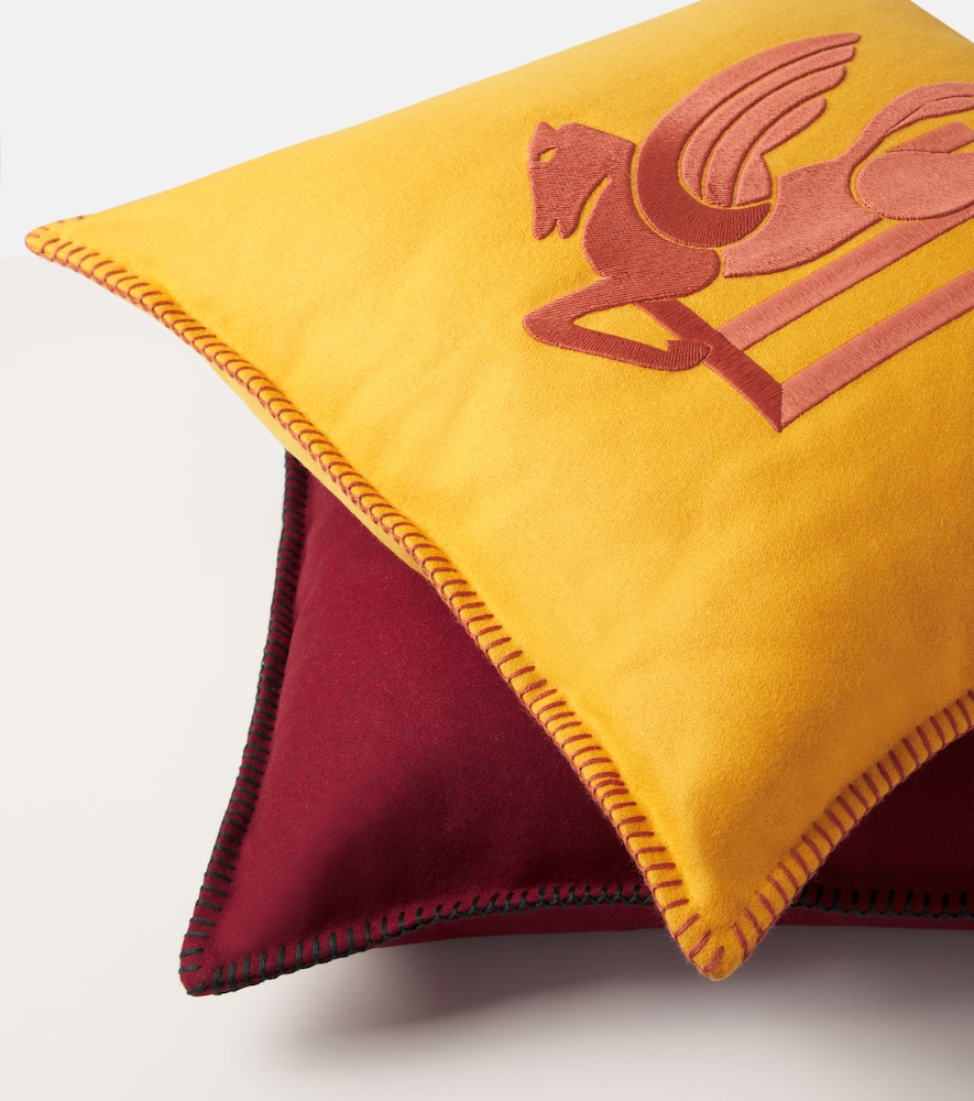 Etro Pegaso Wool-blend Cushion In Yellow
