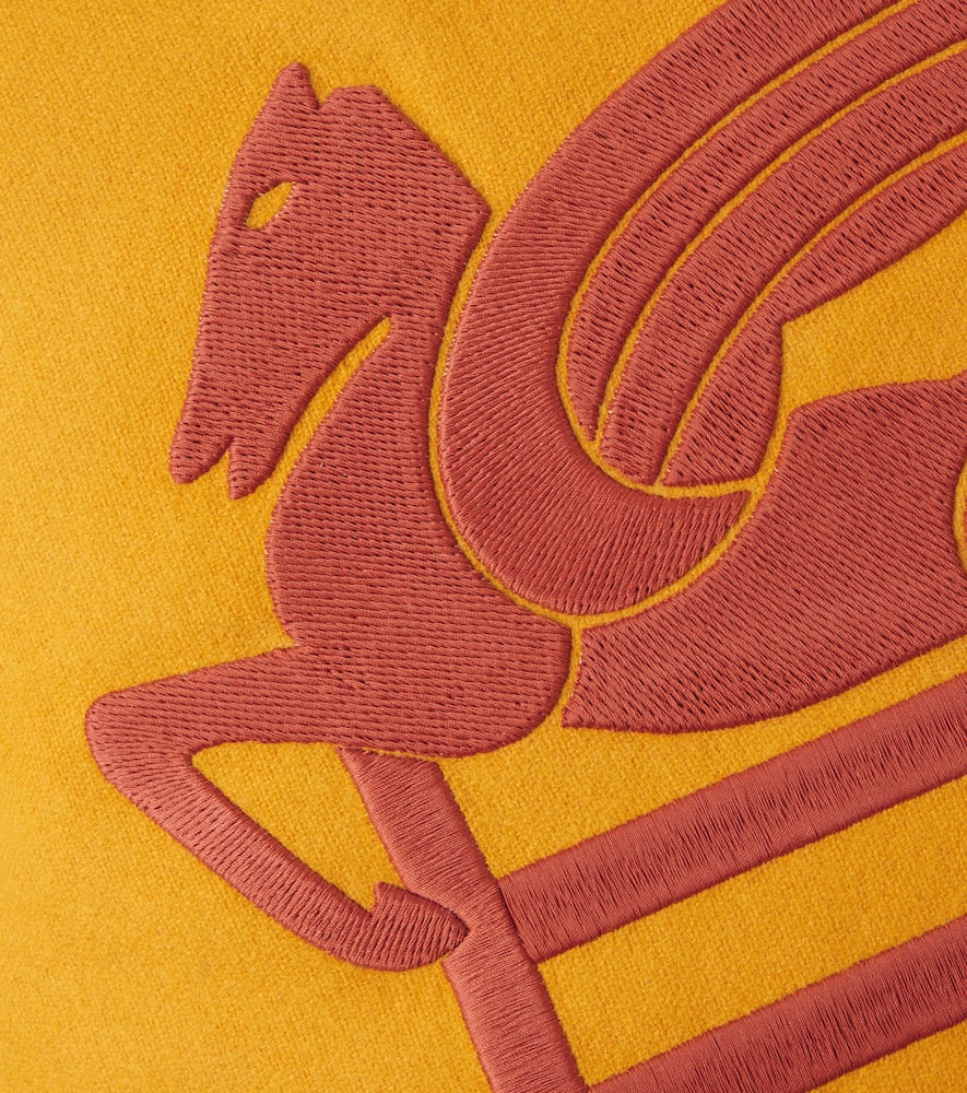 Etro Pegaso Wool-blend Cushion In Yellow