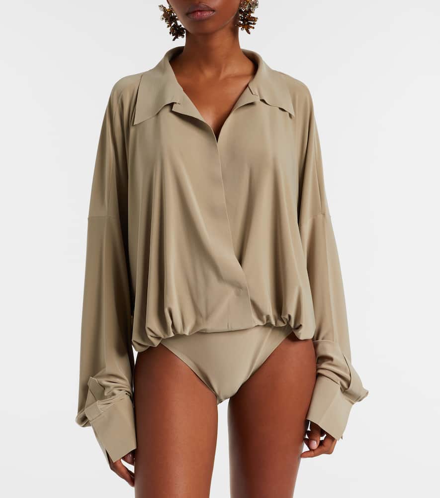 Norma Kamali Oversized Bodysuit In Brown