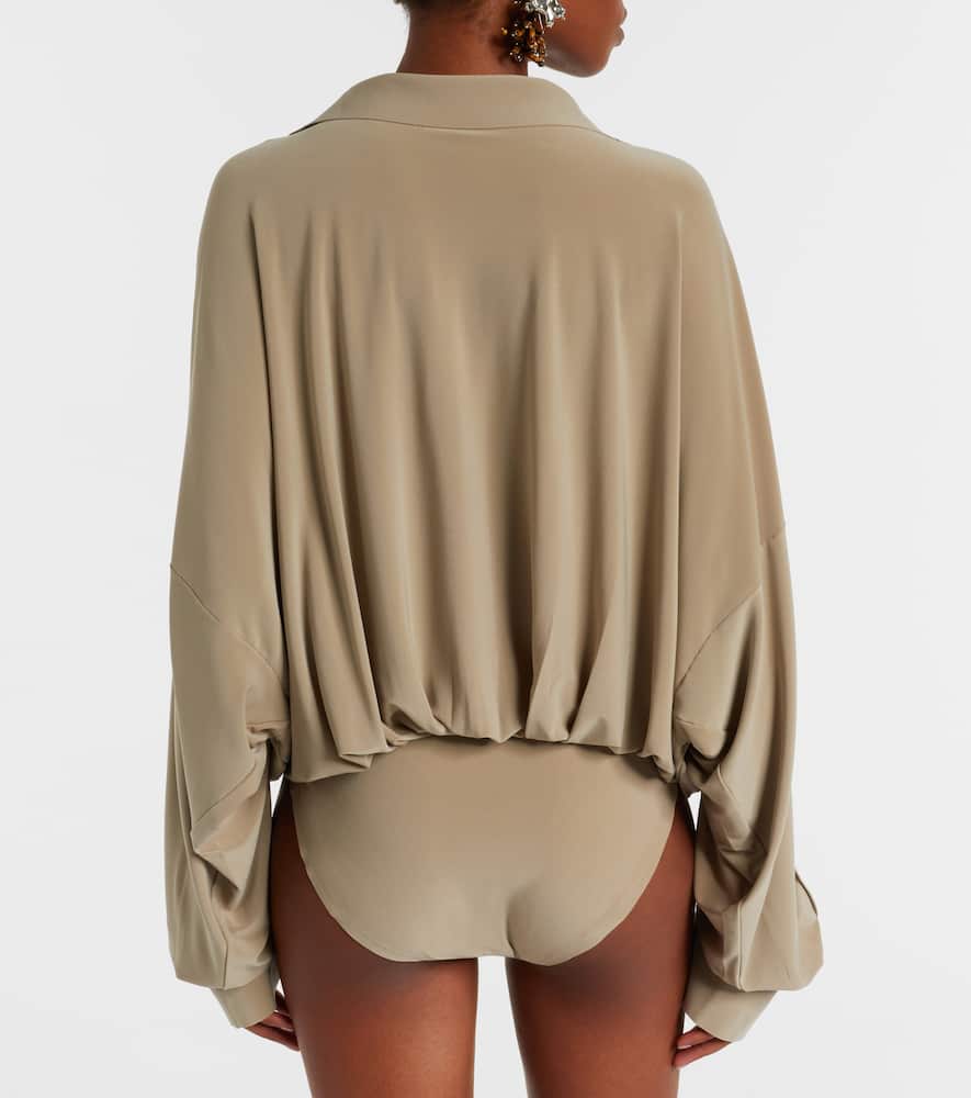 Norma Kamali Oversized Bodysuit In Brown