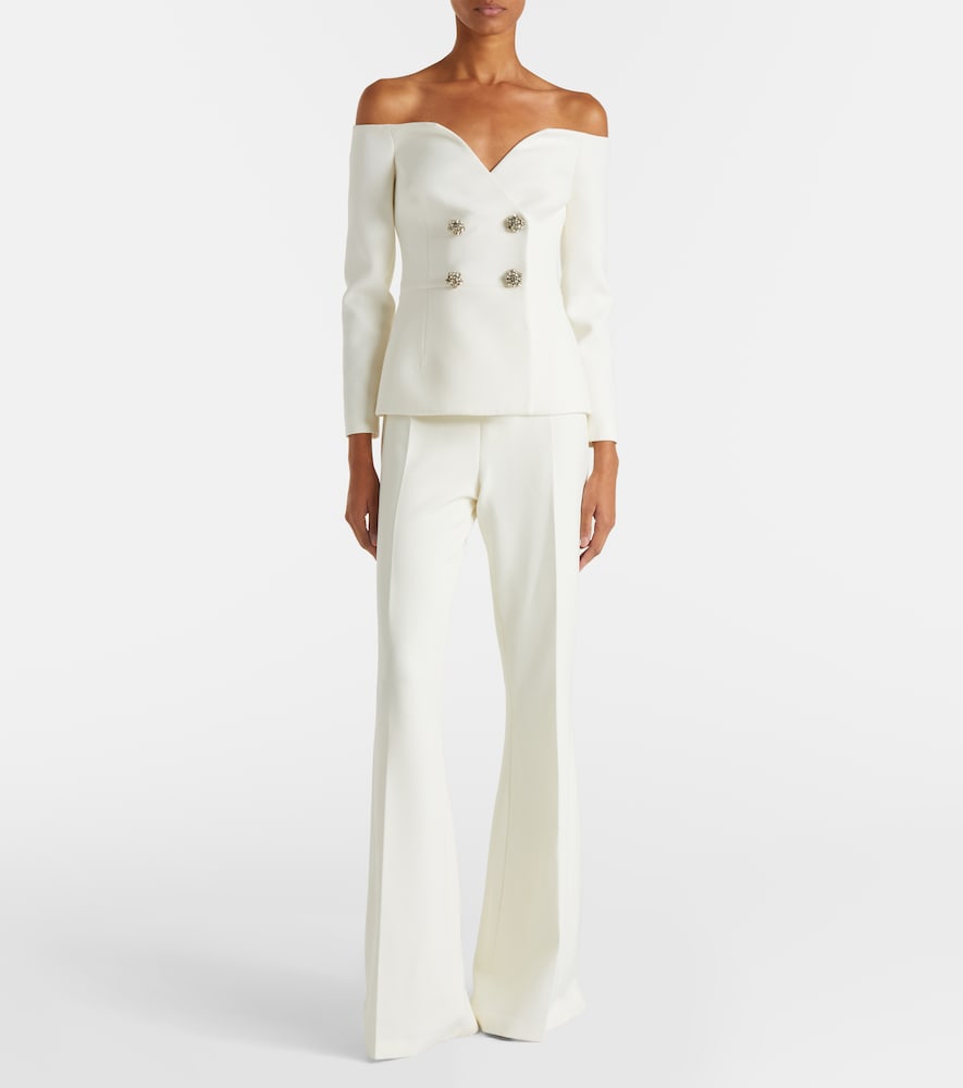 Safiyaa Bridal Kamile off-shoulder crêpe jacket