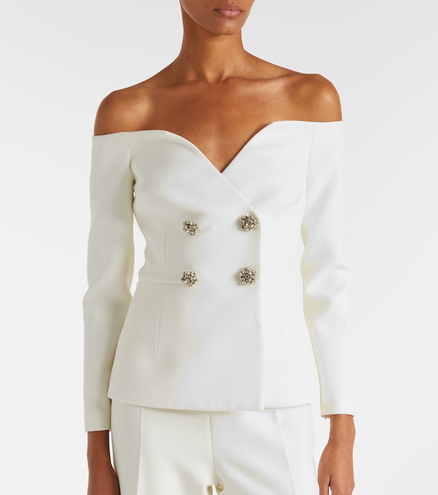 Safiyaa Safiyaa Bridal Kamile Off-shoulder Crãªpe Jacket 