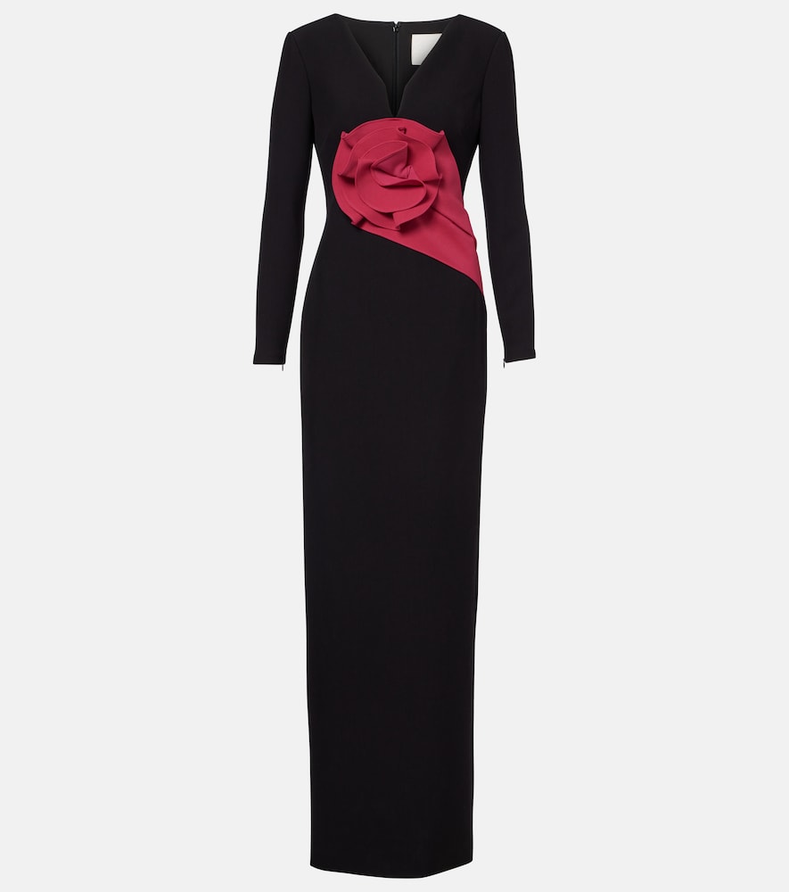 Roland Mouret Floral-appliqué crêpe gown