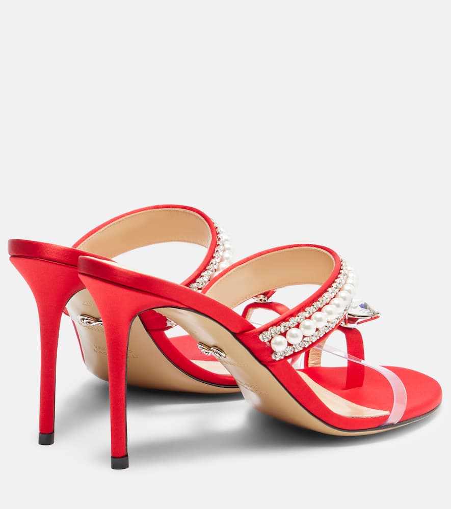 Mach&mach Diamond Of Elizabeth Embellished Satin Mules In Multi