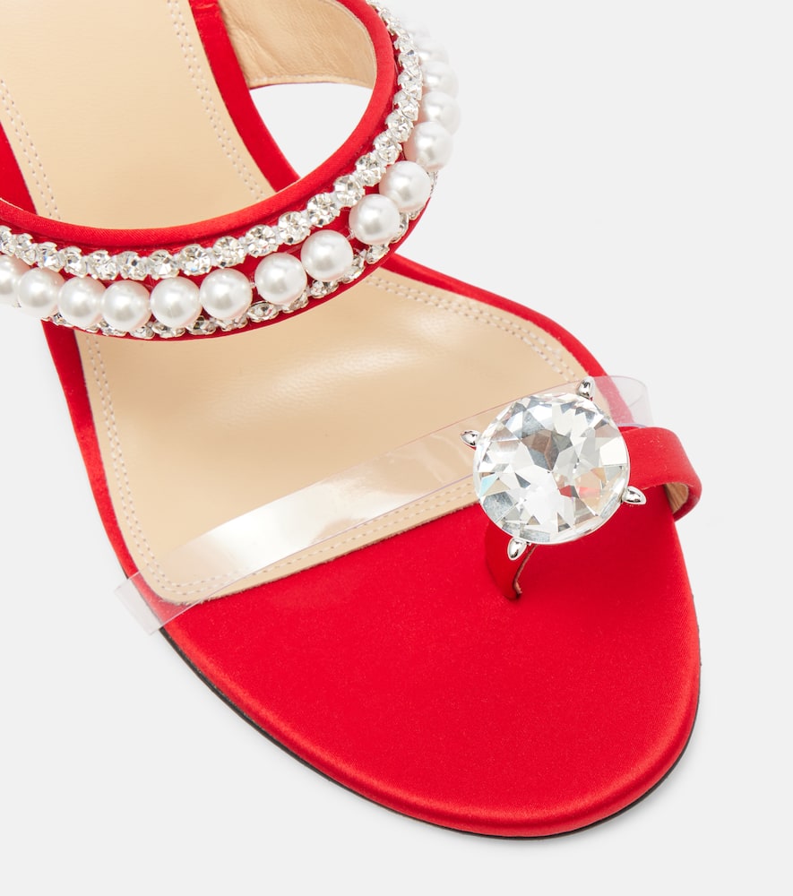 Mach&mach Diamond Of Elizabeth Embellished Satin Mules In Multi