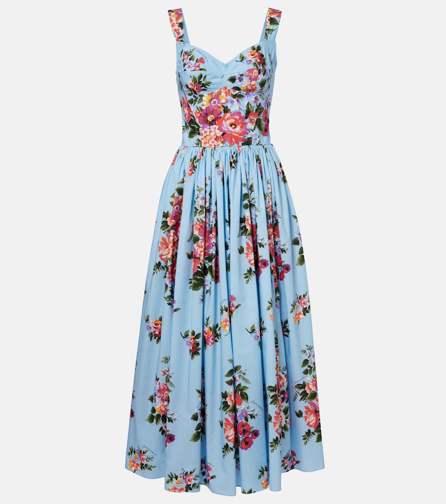 Dolce & Gabbana Floral cotton bustier dress