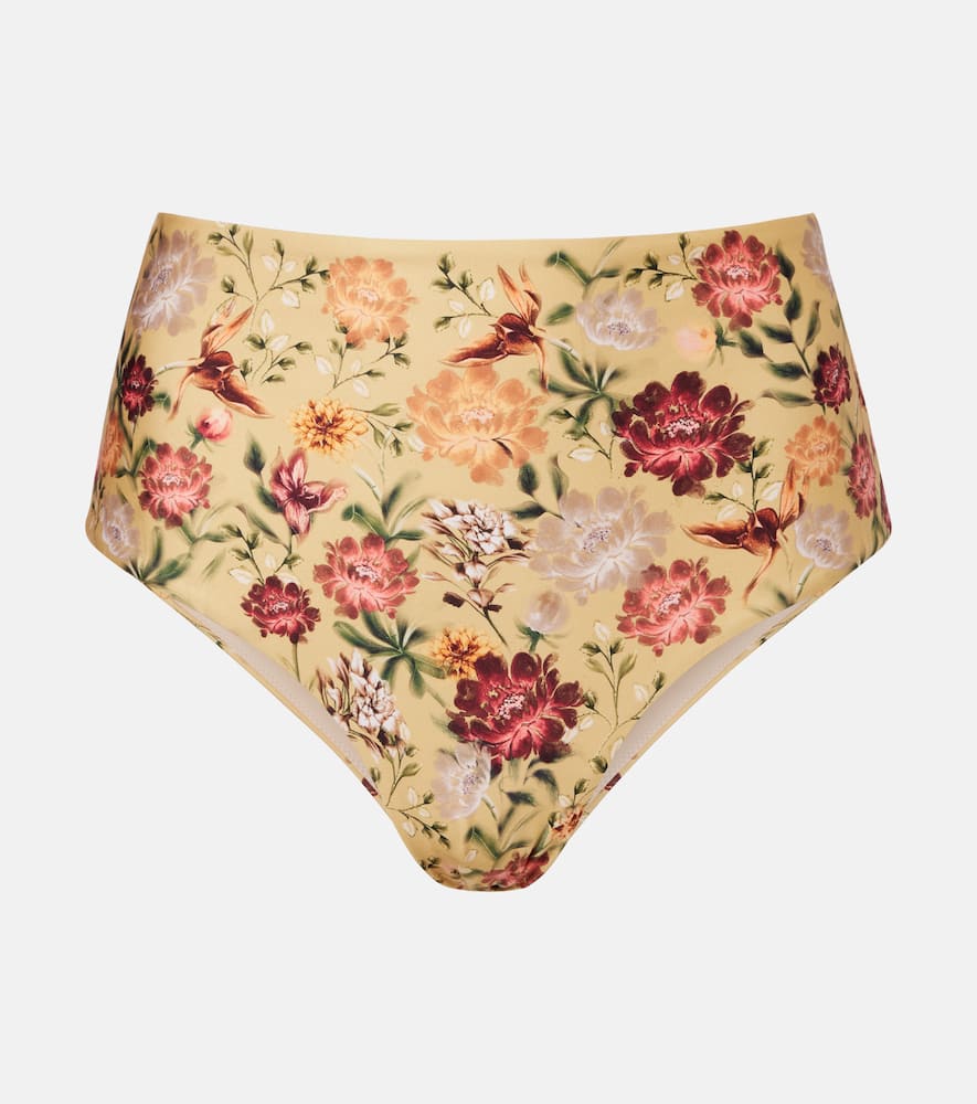 Agua By Agua Bendita Magenta Floral Bikini Bottoms In Yellow