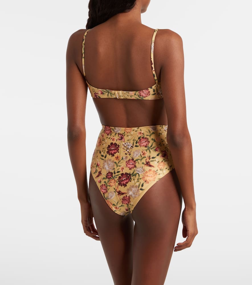 Agua By Agua Bendita Magenta Floral Bikini Bottoms In Yellow