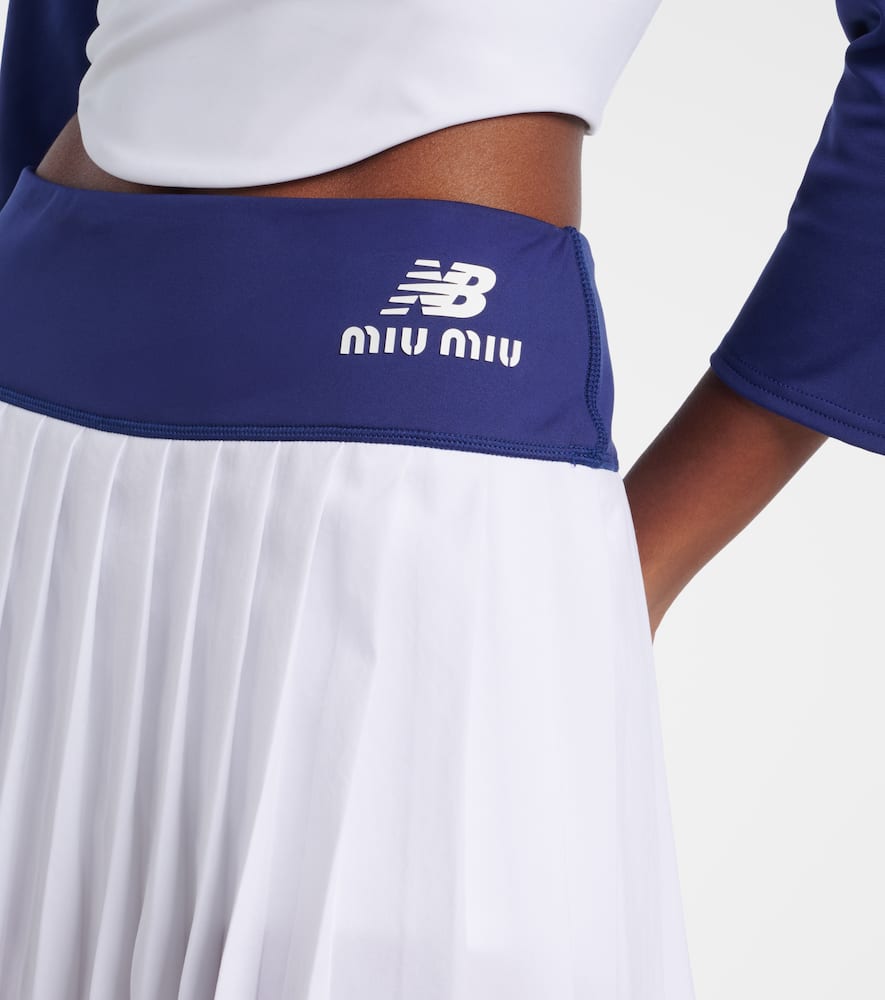 Miu Miu X New Balance Pleated Jersey Miniskirt In White