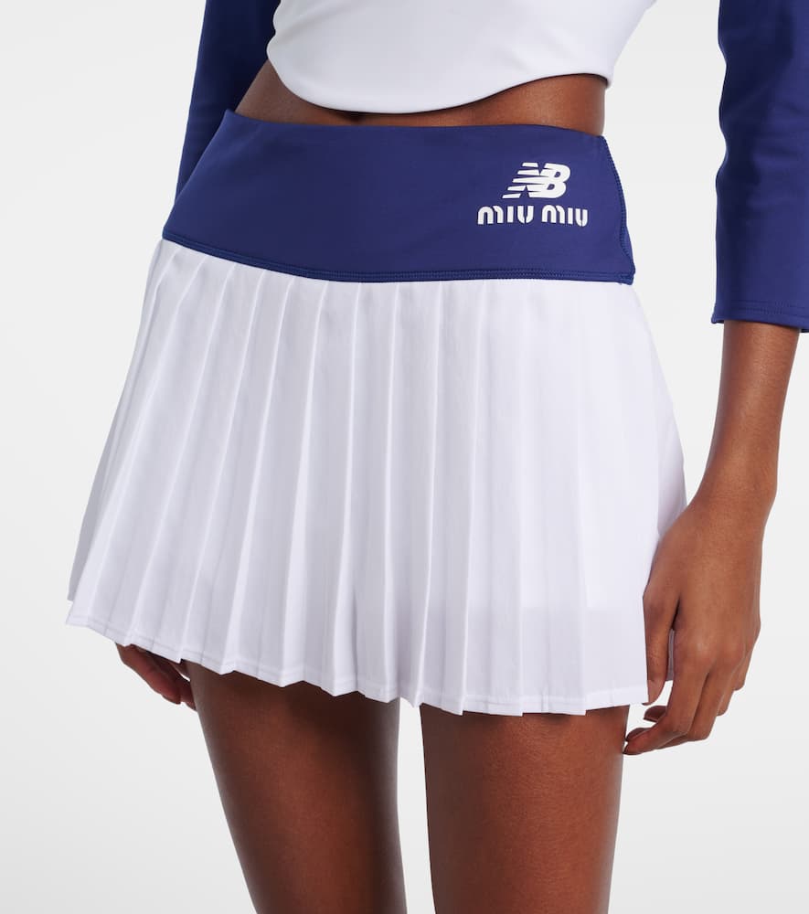 Miu Miu X New Balance Pleated Jersey Miniskirt In White