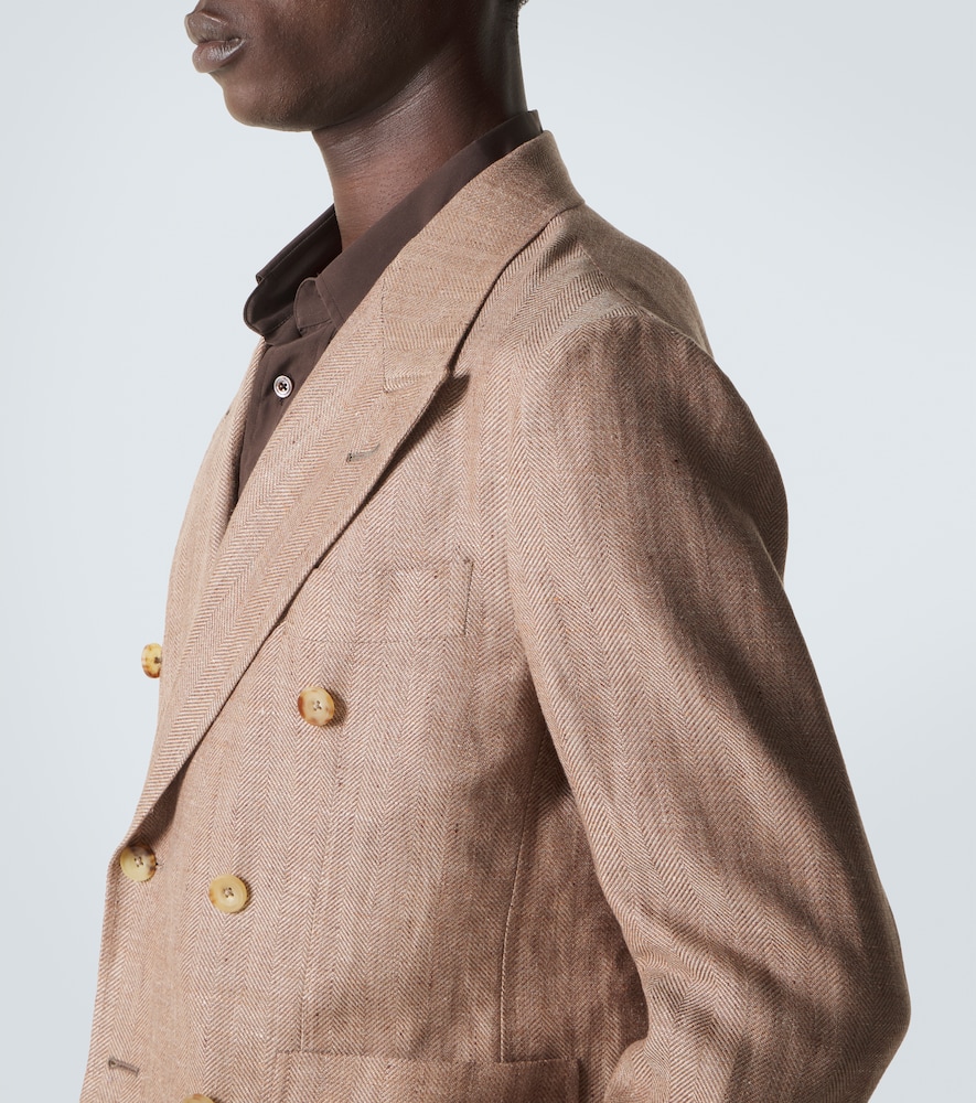  Rubinacci Rubinacci Herringbone Linen And Wool Blazer 