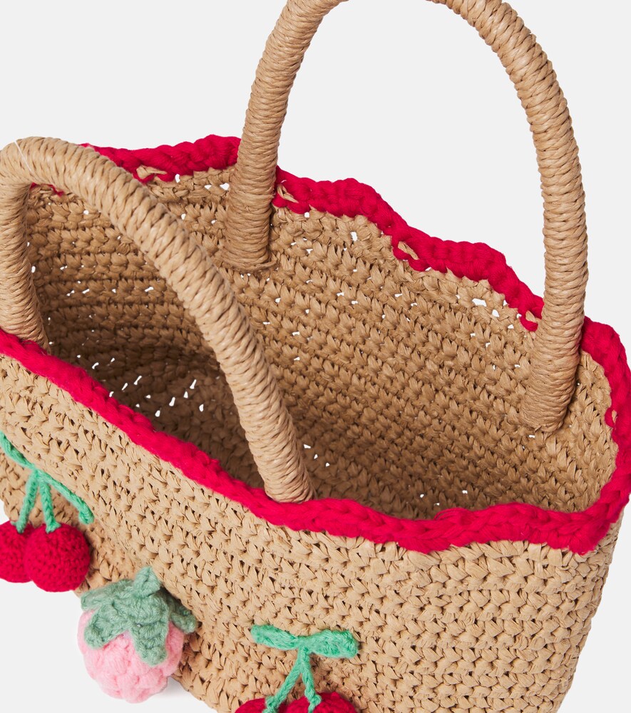  Self-portrait Kids Self-portrait Kids Crochet-trimmed Basket Bag 