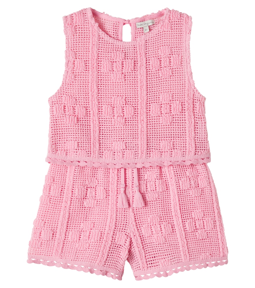 Bebe Organic Pink Inez Crochet Cotton-Blend Top And Shorts Set Y Size 10 - Mytheresa