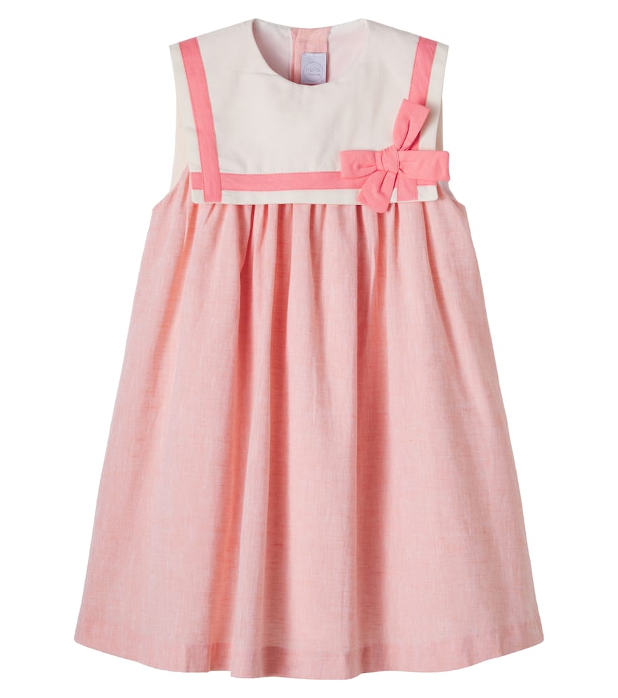 Abito in cotone e lino arricciato