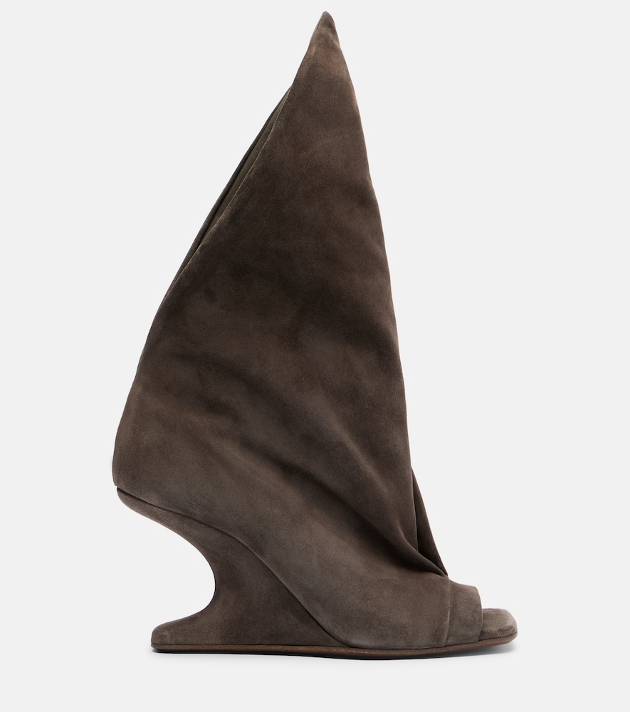 Cantilever Suede Peep-Toe Boots