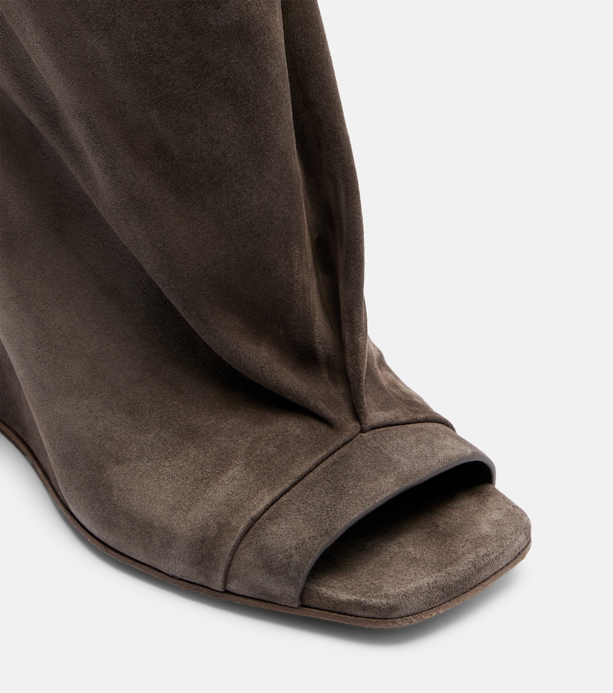 Cantilever Suede Peep-Toe Boots