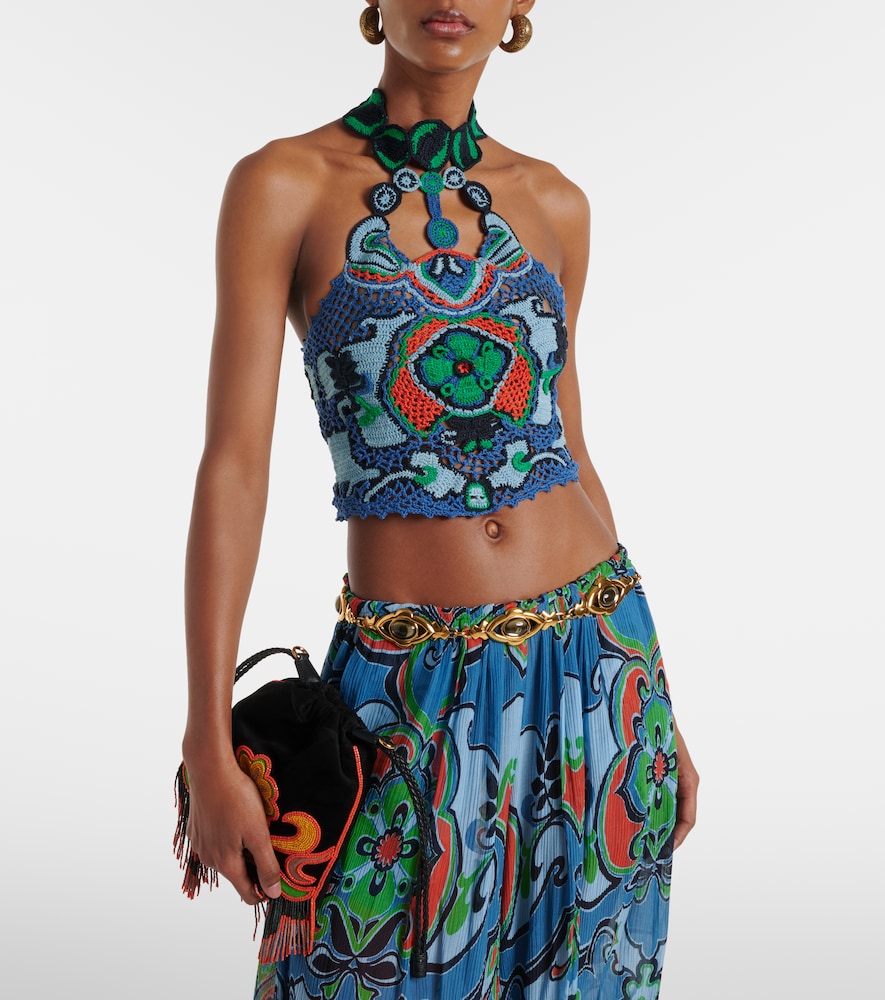Etro Floral crochet cotton crop top