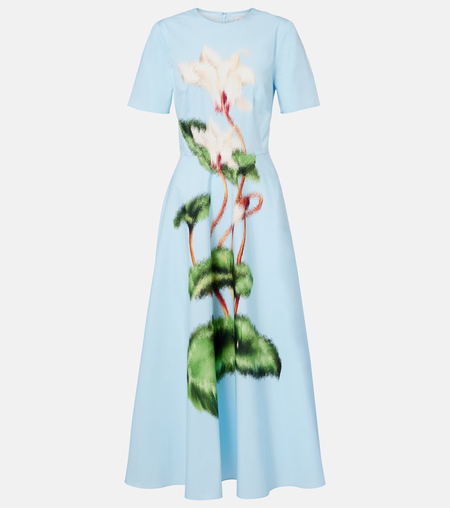 Oscar de la Renta Printed cotton-blend midi dress