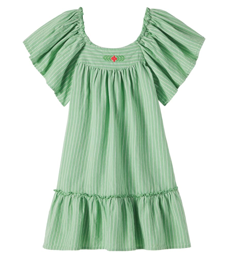 Cozmo Kids' Clavel Striped Cotton Dress In Green