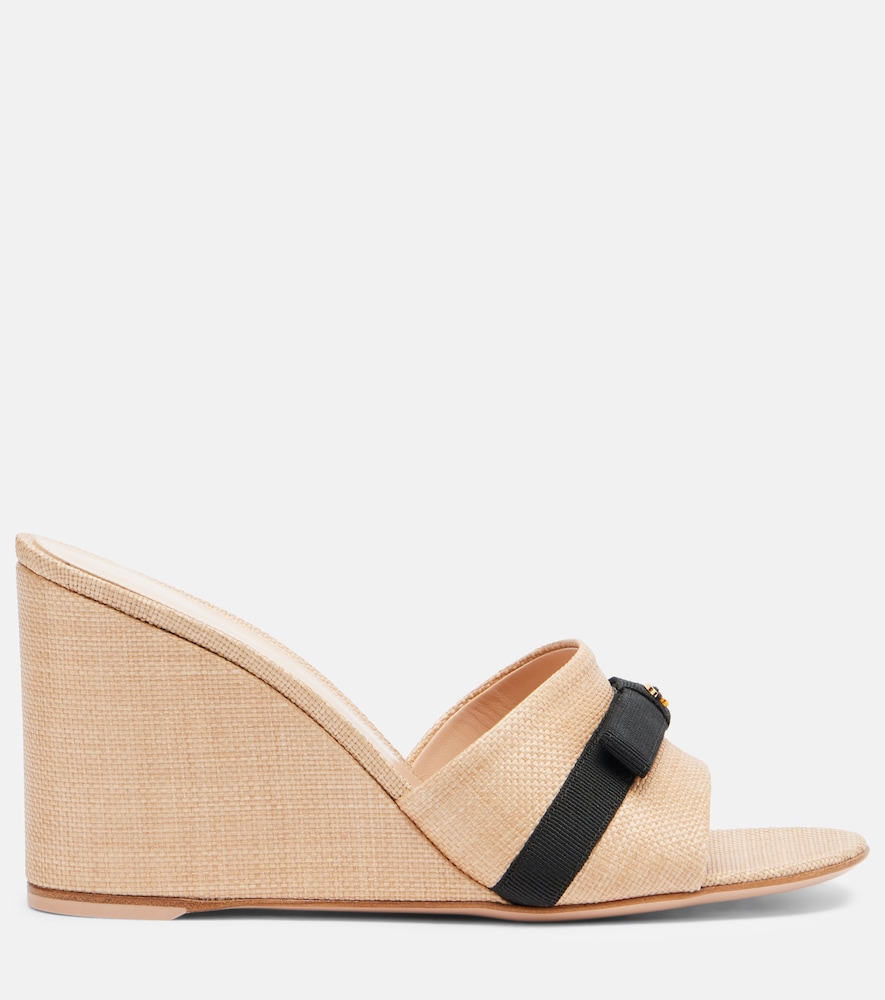 Minou Raffia Wedge Mules
