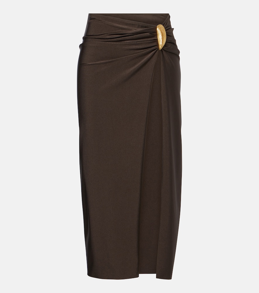 Simkhai Eiana appliqué ruched midi skirt