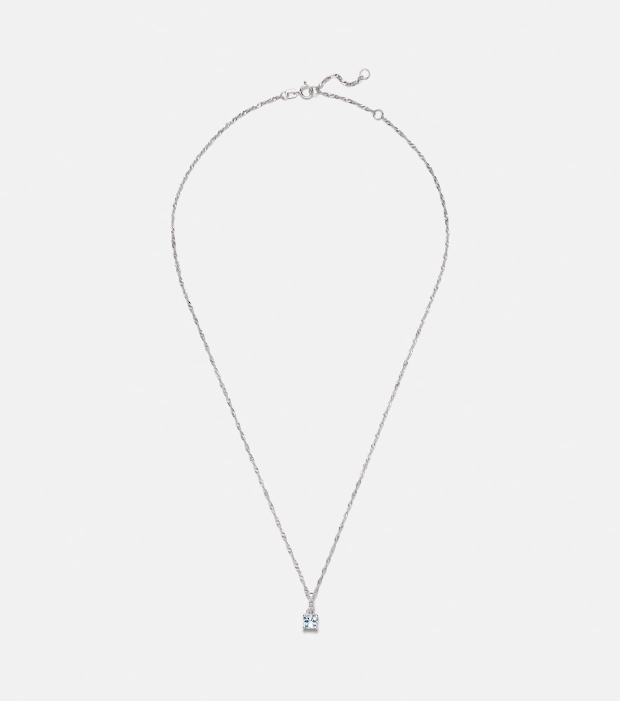 Stone and Strand Le Bleu 14kt white gold necklace with diamonds and aquamarine