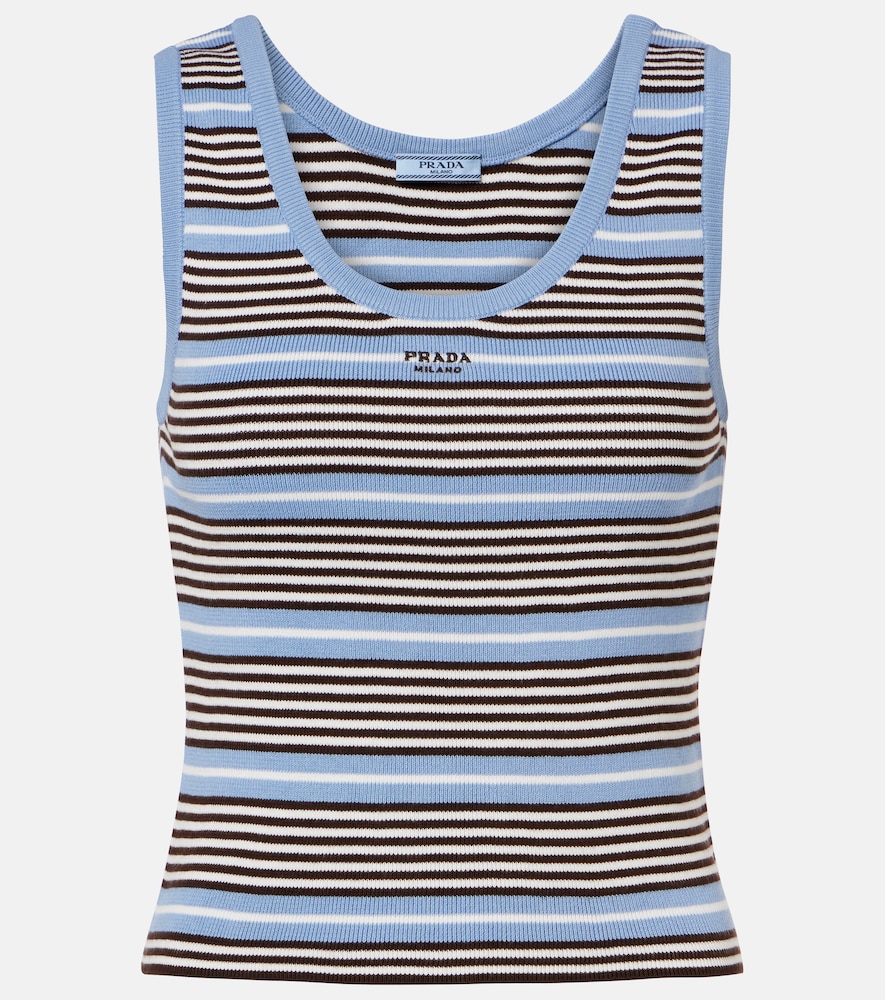 Prada Striped cotton-blend tank top