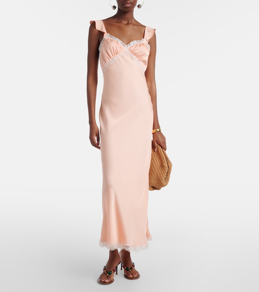 Faithfull Faithfull Maxikleid Sella Aus Satin Mit Spitze 