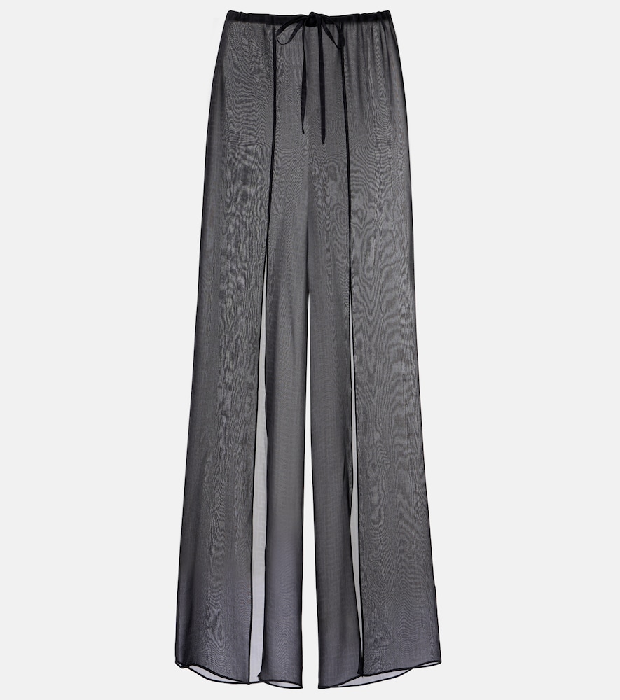 Balmain Monogram sheer silk wide-leg pants - Women's Clothing