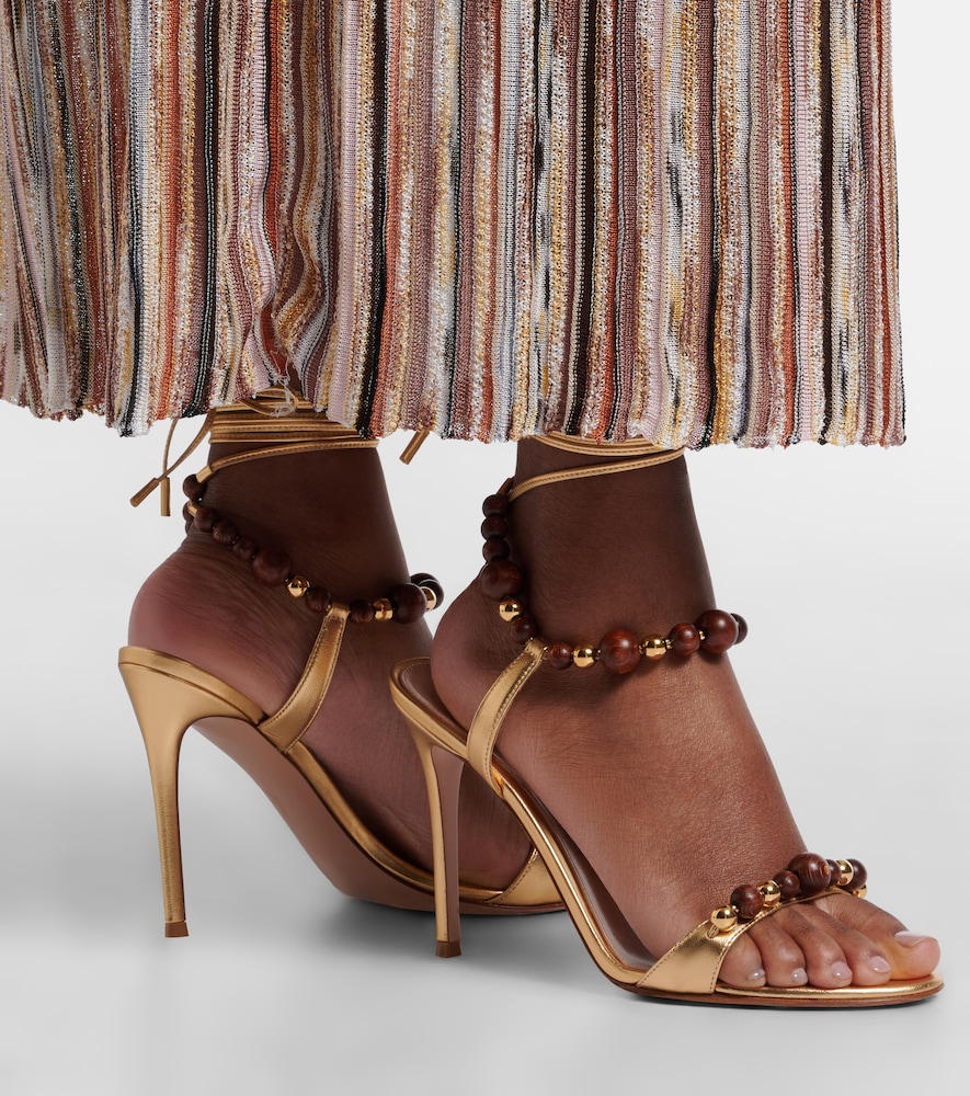 Gianvito Rossi Embellished metallic leather slingback sandals