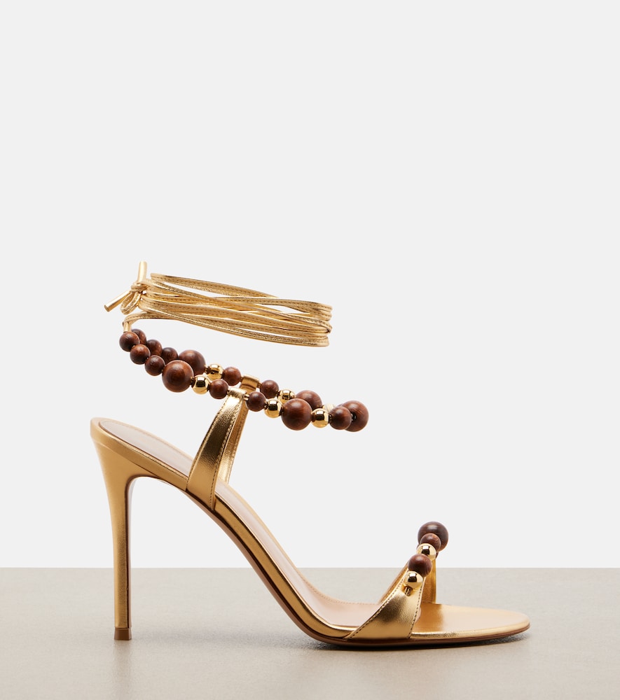 Embellished Metallic Leather Slingback
