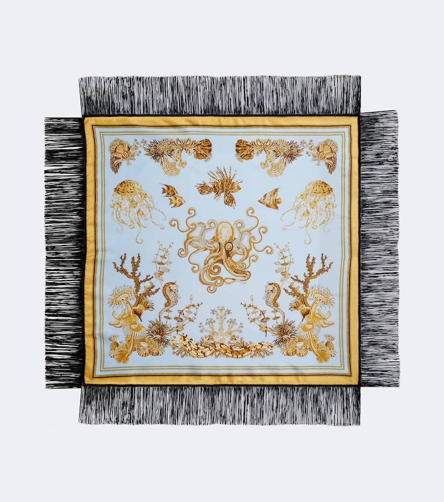 La DoubleJ Fringed printed silk twill scarf