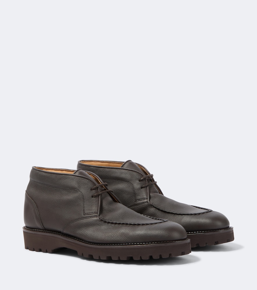 John Lobb Leather Desert Boots In Brown