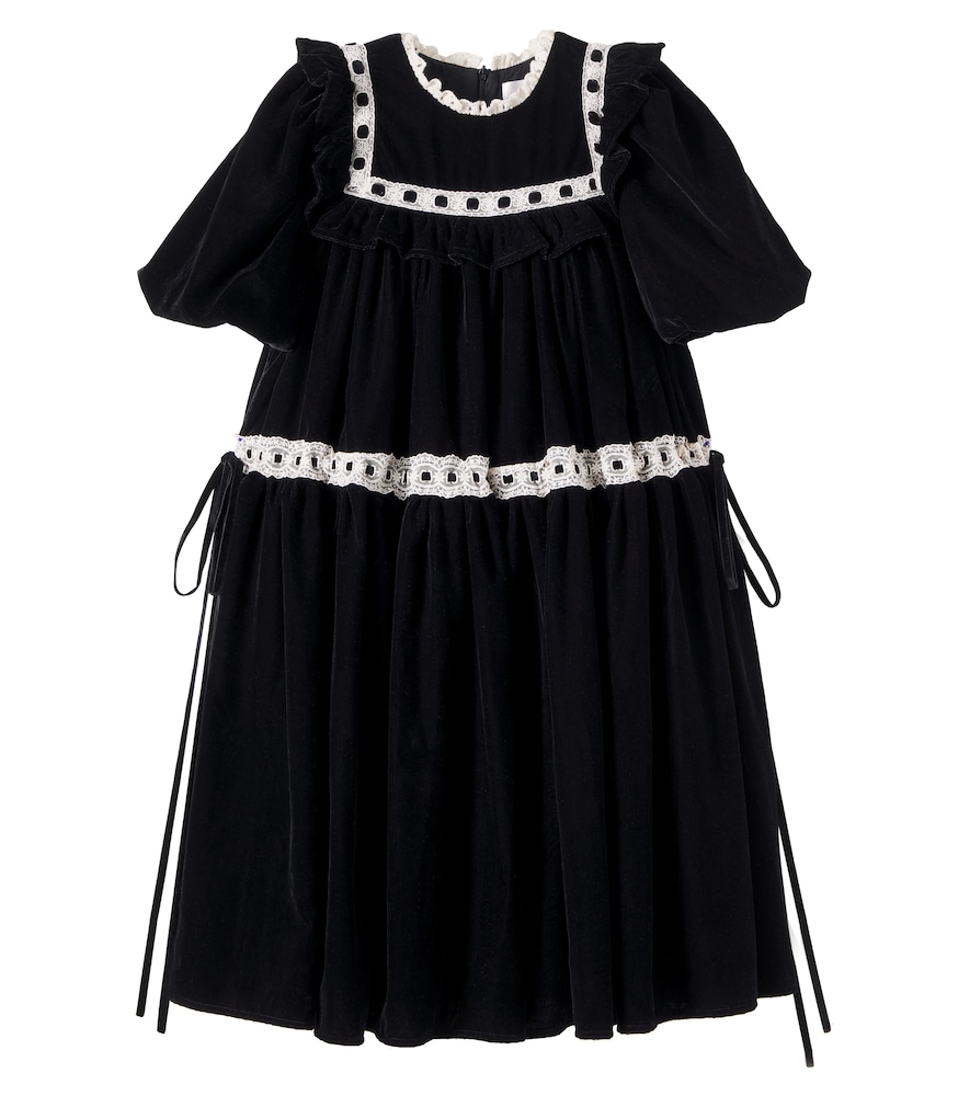 Kleid aus Samt mit Spitze
