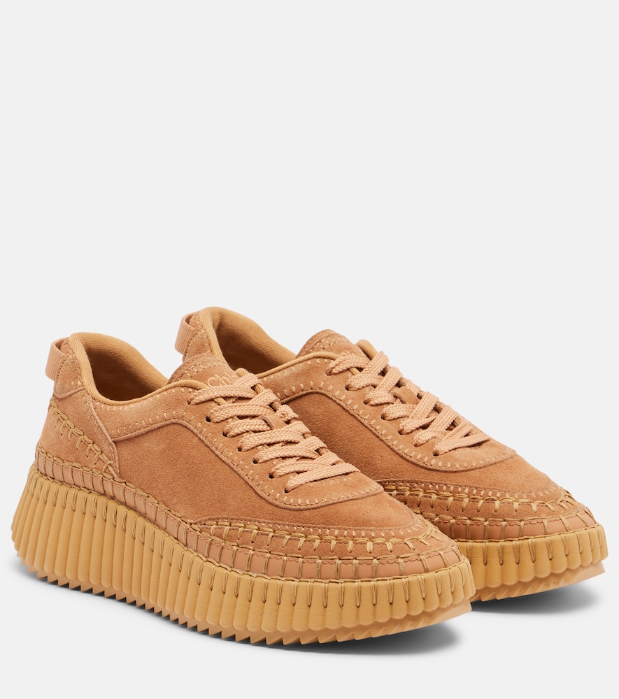 Chloé Nama Suede Platform Sneakers In Brown