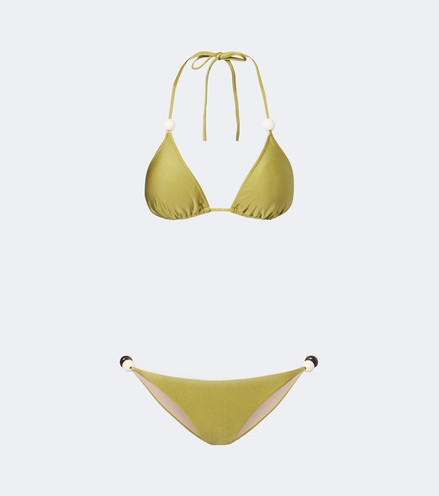 Adriana Degreas Beaded Bikini In Green