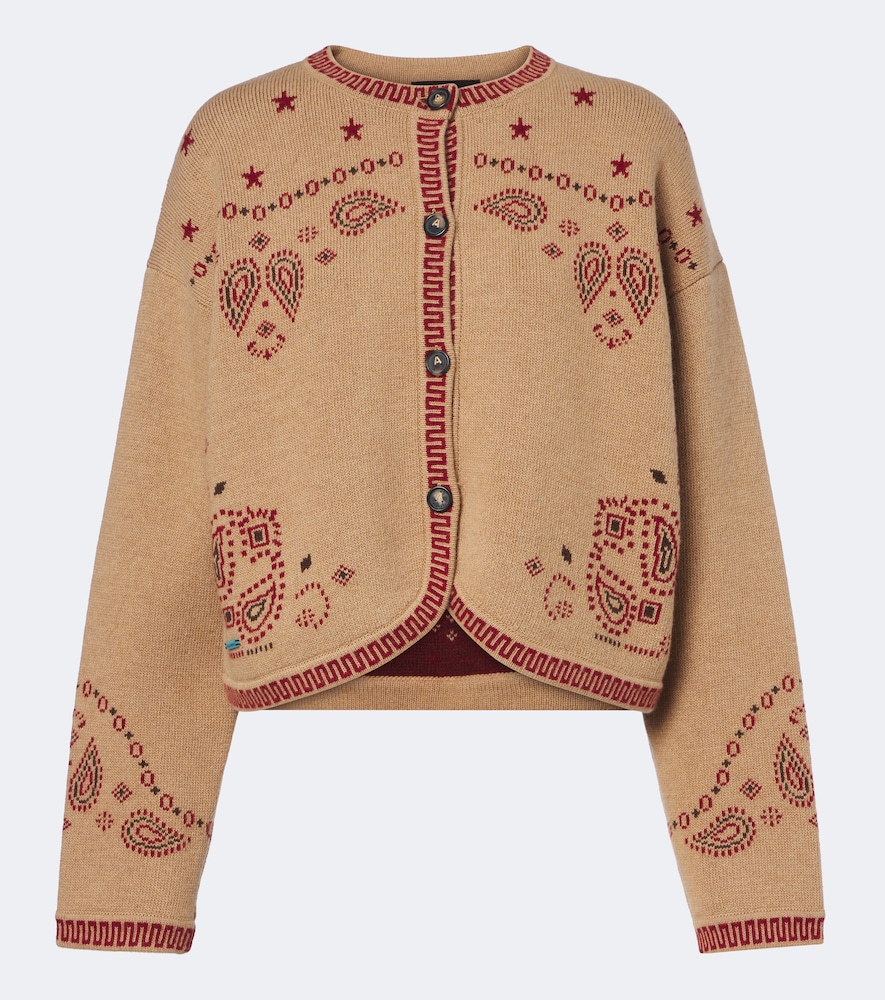 Alanui Cardigan Bandana Jacquard en laine et cachemire
