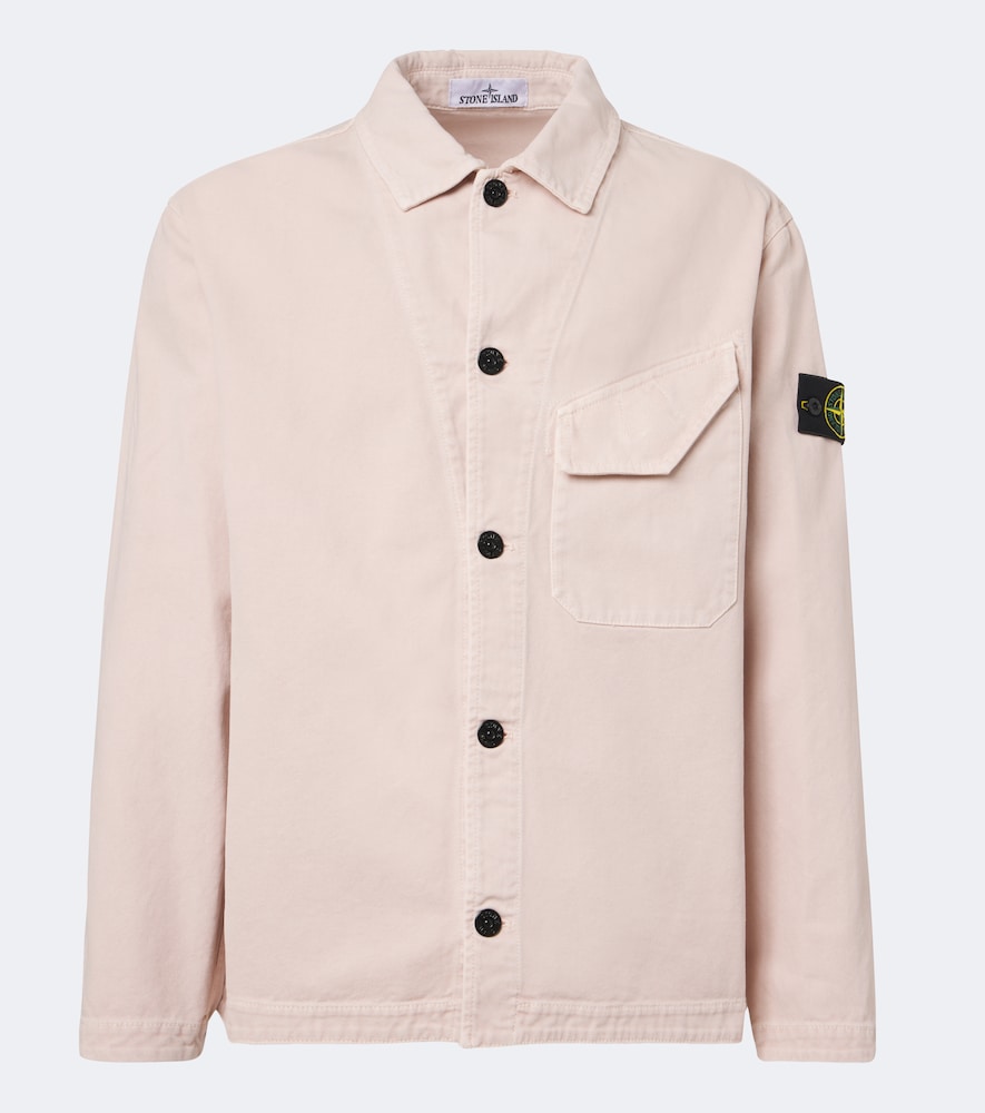 Stone Island Compass Denim Jacket In Pink