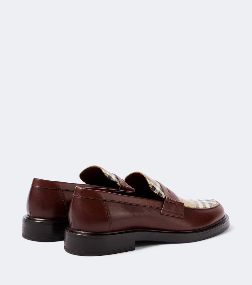 Burberry Check Leather Penny Loafers