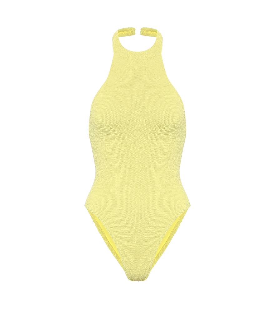 Click to view more detailed imagery on our partner's website Hunza G Cj Swim Halterneck Swimsuit In Yellow