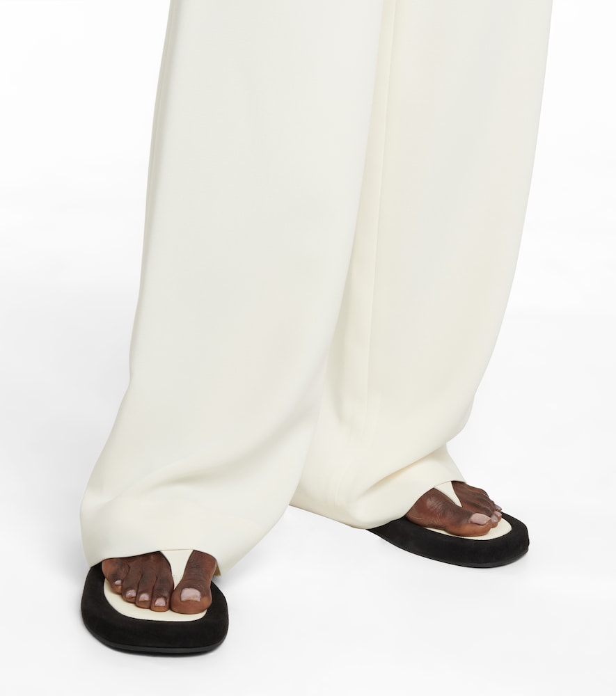 Ginza Leather And Suede Thong Sandals